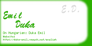 emil duka business card
